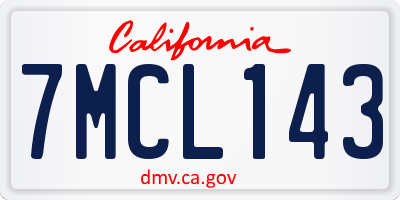 CA license plate 7MCL143
