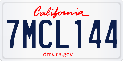CA license plate 7MCL144