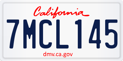 CA license plate 7MCL145
