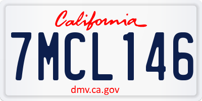 CA license plate 7MCL146