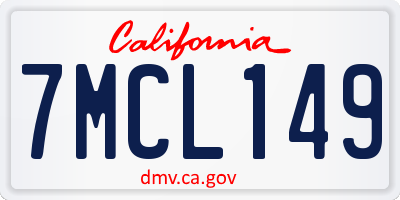 CA license plate 7MCL149