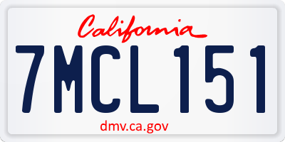 CA license plate 7MCL151