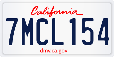 CA license plate 7MCL154