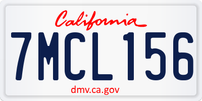 CA license plate 7MCL156