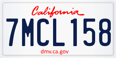 CA license plate 7MCL158