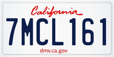 CA license plate 7MCL161