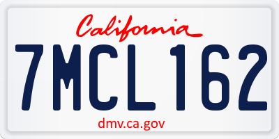 CA license plate 7MCL162