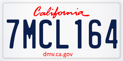CA license plate 7MCL164