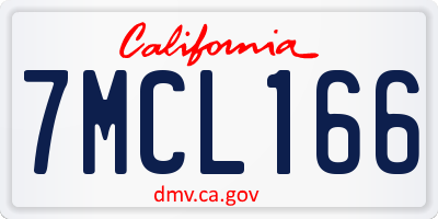 CA license plate 7MCL166