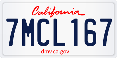 CA license plate 7MCL167