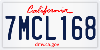CA license plate 7MCL168