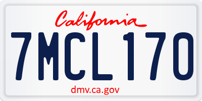 CA license plate 7MCL170