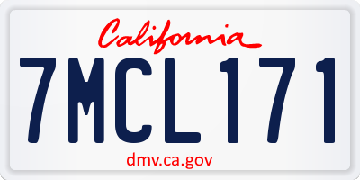 CA license plate 7MCL171