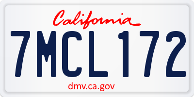 CA license plate 7MCL172
