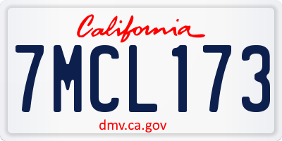 CA license plate 7MCL173