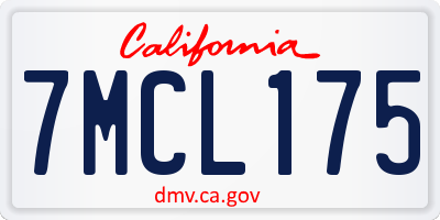 CA license plate 7MCL175