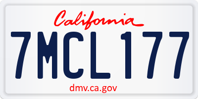 CA license plate 7MCL177