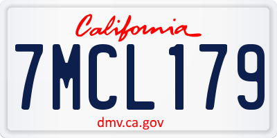 CA license plate 7MCL179