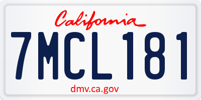 CA license plate 7MCL181