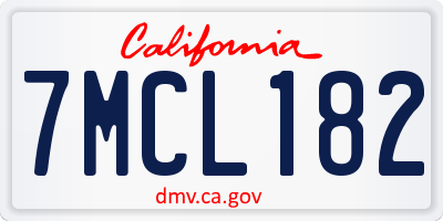 CA license plate 7MCL182