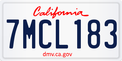 CA license plate 7MCL183
