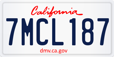 CA license plate 7MCL187