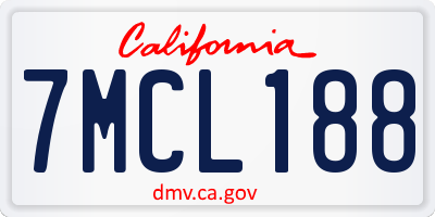 CA license plate 7MCL188