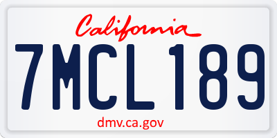 CA license plate 7MCL189