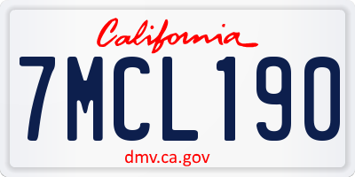 CA license plate 7MCL190