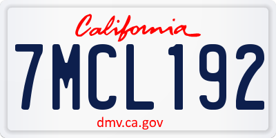 CA license plate 7MCL192