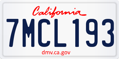 CA license plate 7MCL193