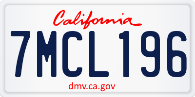 CA license plate 7MCL196