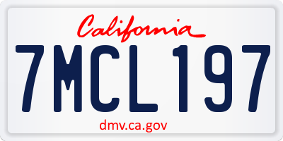 CA license plate 7MCL197