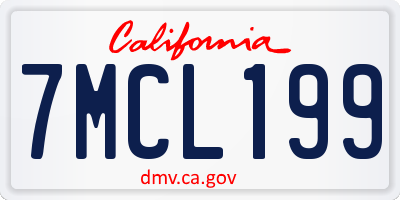 CA license plate 7MCL199