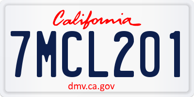 CA license plate 7MCL201