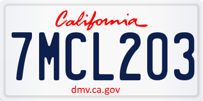 CA license plate 7MCL203