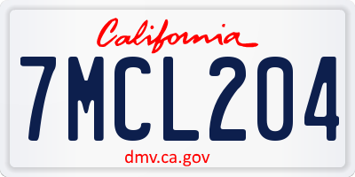 CA license plate 7MCL204