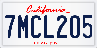 CA license plate 7MCL205
