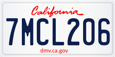 CA license plate 7MCL206