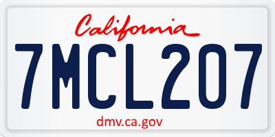 CA license plate 7MCL207