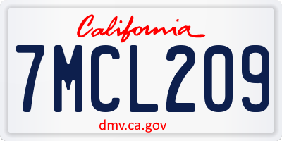 CA license plate 7MCL209