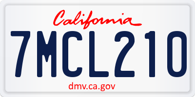 CA license plate 7MCL210