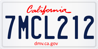 CA license plate 7MCL212