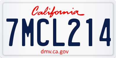 CA license plate 7MCL214