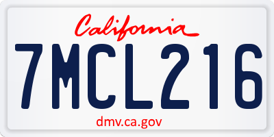 CA license plate 7MCL216