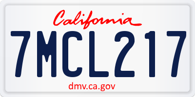 CA license plate 7MCL217