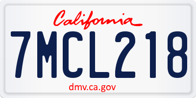 CA license plate 7MCL218