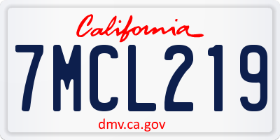 CA license plate 7MCL219
