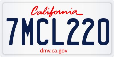 CA license plate 7MCL220