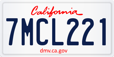 CA license plate 7MCL221